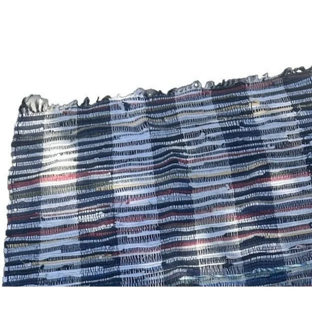 Handwoven Chindi Rag Rug 3’ x 6’ Multicolor Striped Recycled Fabric Runner